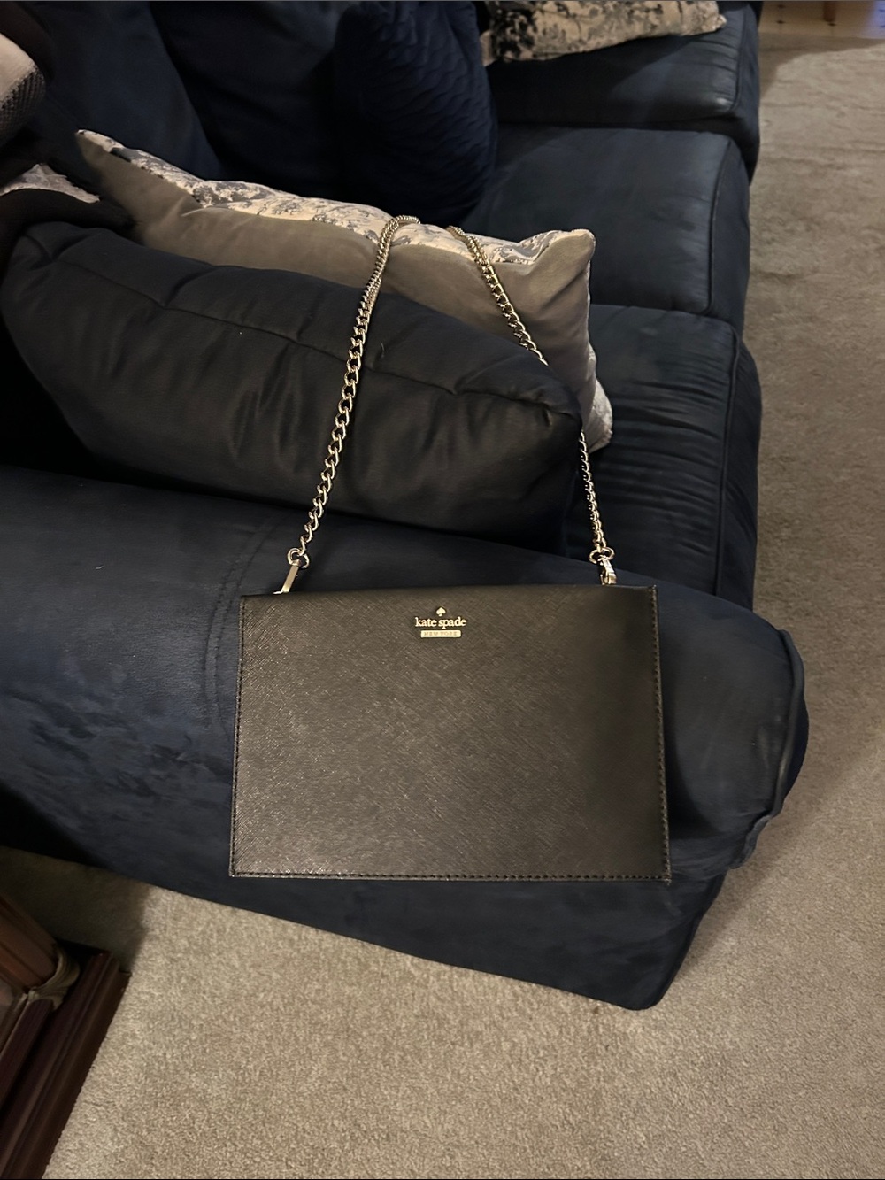 kate spade Black Leather Chain Crossbody Bag